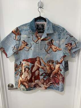 Rebel Vengeance The Birth of Venus Woven Art Tapestry Short Sleeve Shirt Jacket